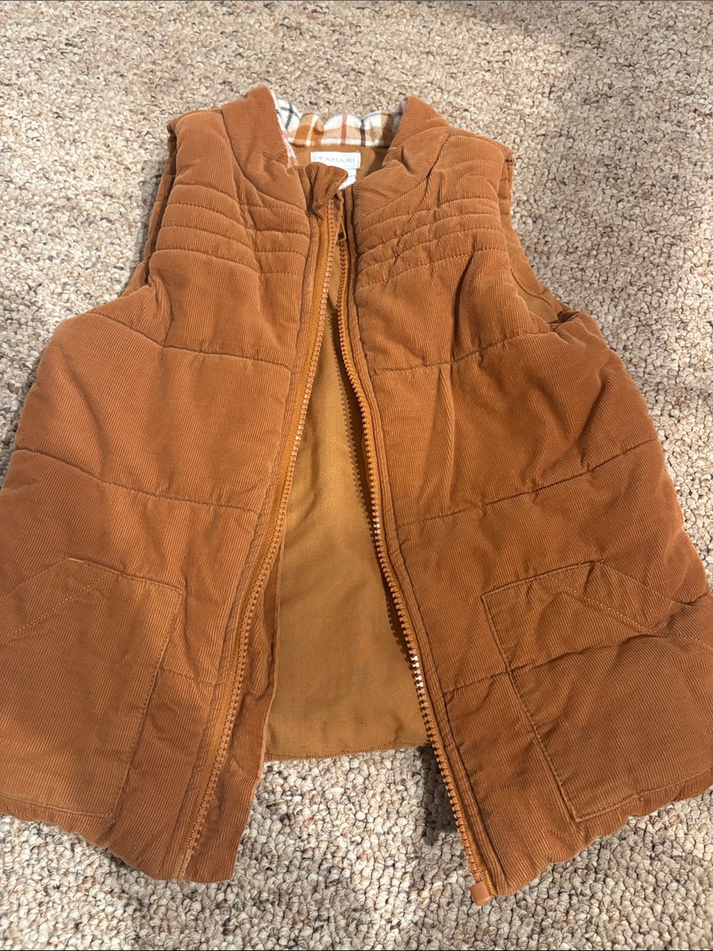 Tahari' Rust Brown Corduroy Puffer Vest